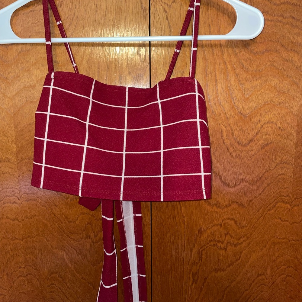 Red Checkered Crop Top